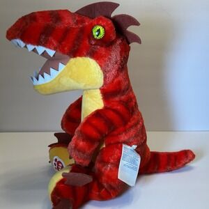 Build A Bear Workshop BAB Raptor Dinosaur Red Yellow Stuffed Plush Animal 19"